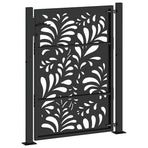 Garden Gate Black 100x125 cm Steel Wave Design