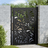 Garden Gate Black 100x125 cm Steel Wave Design