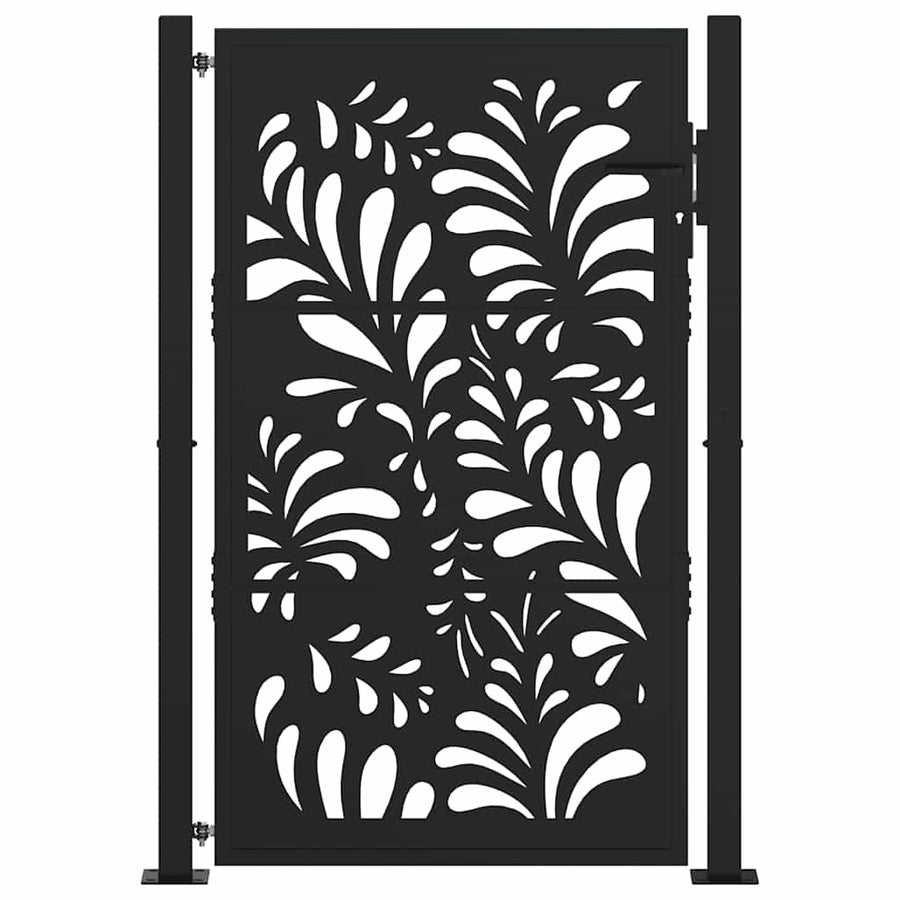 Garden Gate Black 100x150 cm Steel Wave Design