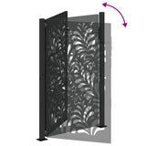 Garden Gate Black 100x150 cm Steel Wave Design - Close-Up Angle