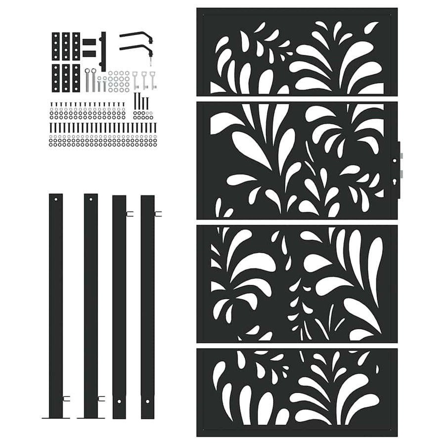 Garden Gate Black 100x175 cm Steel Wave Design