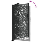 Garden Gate Black 100x175 cm Steel Wave Design - Close-Up Angle