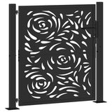 Garden Gate Black 100x100 cm Steel Flame Design - Front View