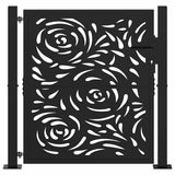 Garden Gate Black 100x100 cm Steel Flame Design - Side View