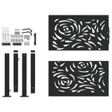 Garden Gate Black 100x100 cm Steel Flame Design - Top-Down View
