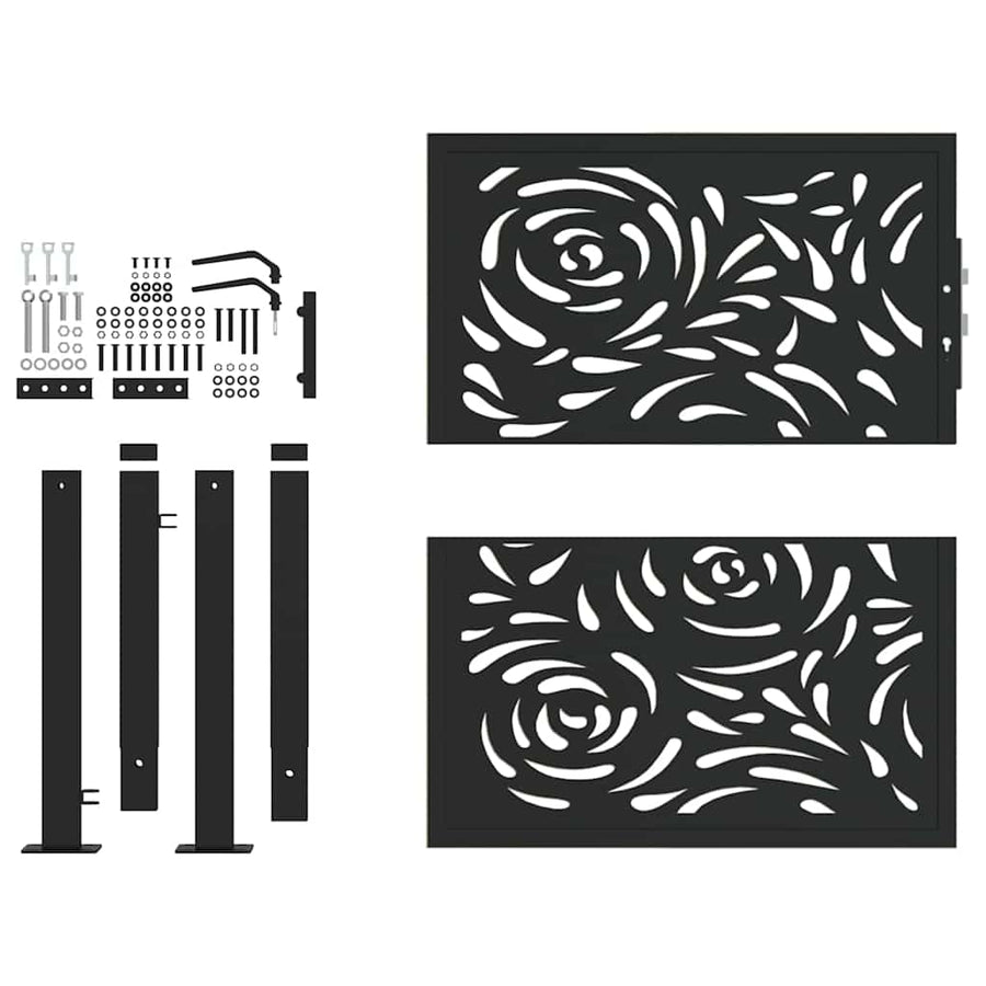 Garden Gate Black 100x100 cm Steel Flame Design