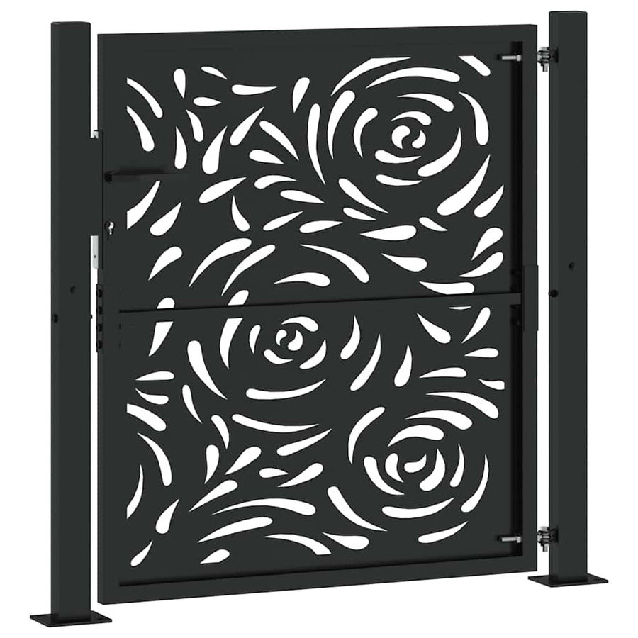 Garden Gate Black 100x100 cm Steel Flame Design