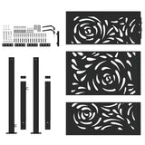 Garden Gate Black 100x125 cm Steel Flame Design - Top-Down View
