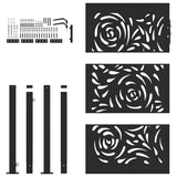 Garden Gate Black 100x150 cm Steel Flame Design - Top-Down View
