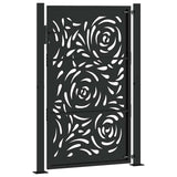 Garden Gate Black 100x150 cm Steel Flame Design - Rear View
