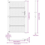 Garden Gate Black 100x175 cm Steel Cross Design - Extra Image