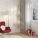 Wooden Christmas Tree for Decoration 210 cm Solid Wood Pine - Side View