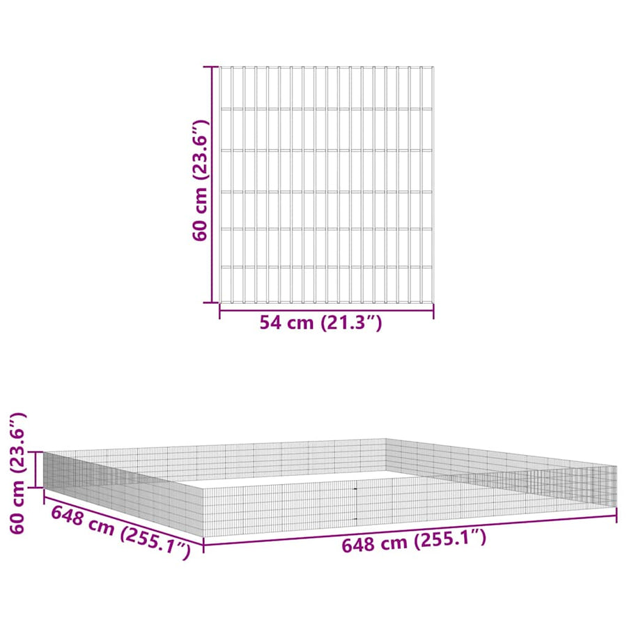 Free Range Animal Enclosure 48-Panel 54x60 cm Galvanised Iron
