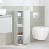 Bathroom Cabinet with Roll Holder White 39x22x90 cm - Side View