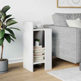 Side Table with Shelf White 25.5x27x60 cm - Side View