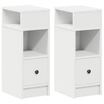 Bedside Cabinets 2 pcs with Drawer White 25x31x66 cm