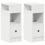 Bedside Cabinets 2 pcs with Drawer White 25x31x66 cm - Front View