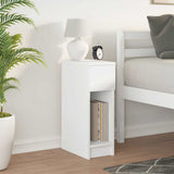 Bedside Cabinet with Drawer White 20x36x60 cm - Side View