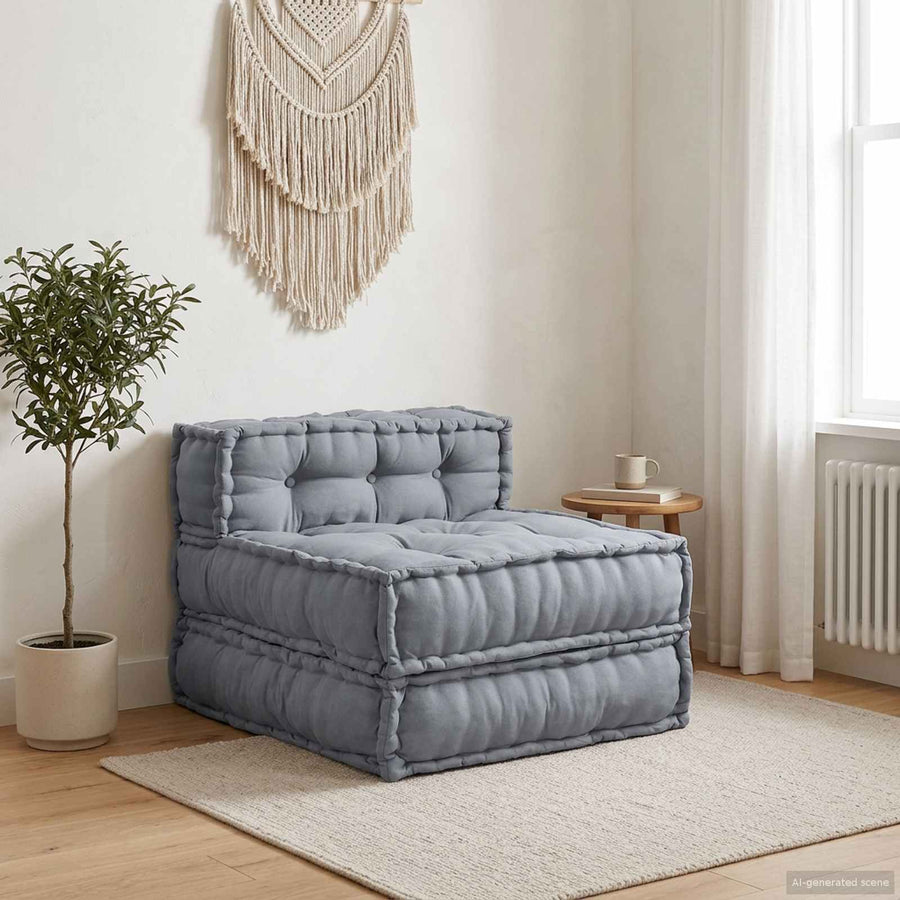 Modular Sofa Unit Fabric Grey 70 x 70 x 56 cm