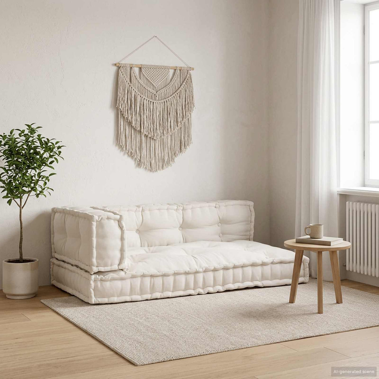 Pallet Sofa Cushion 3 pcs Cream 120 x 80 x 34 cm Fabric