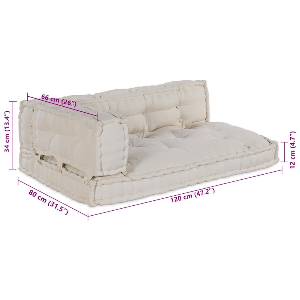 Pallet Sofa Cushion 3 pcs Cream 120 x 80 x 34 cm Fabric