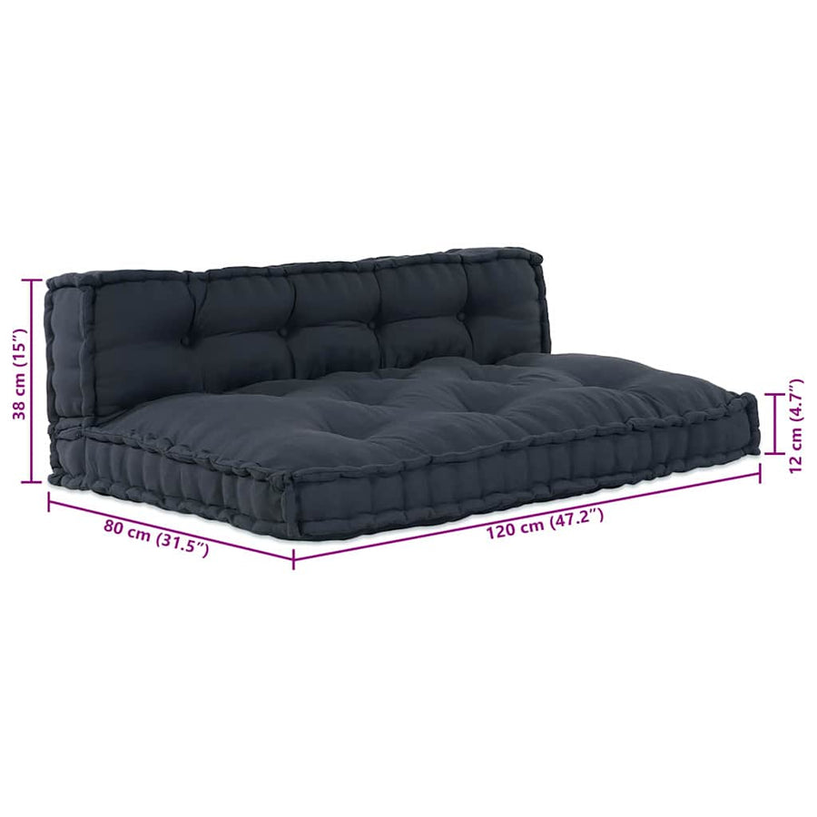 Pallet Sofa Cushion 2 pcs Fabric Anthracite 120 x 80 x 38 cm