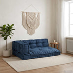 Pallet Sofa Cushion 3 pcs Fabric Indigo 120 x 80 x 38 cm