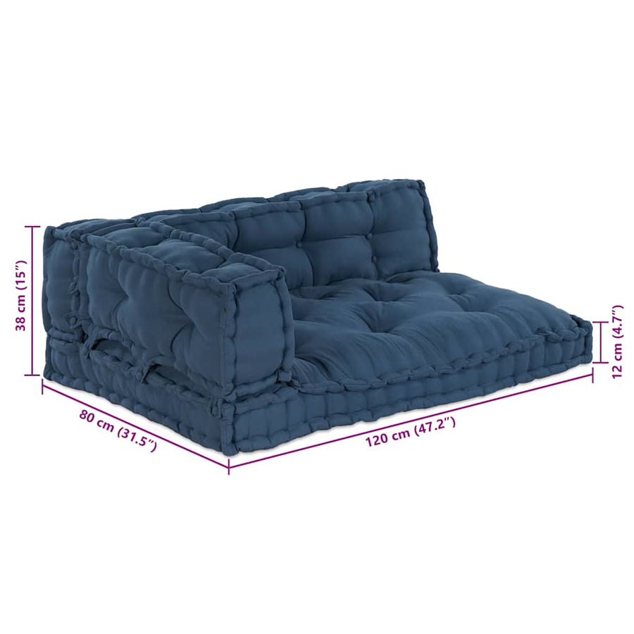 Pallet Sofa Cushion 3 pcs Fabric Indigo 120 x 80 x 38 cm