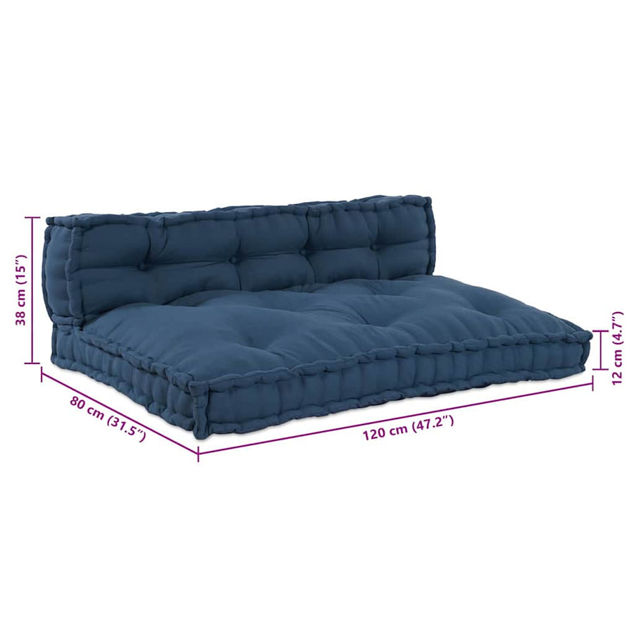 Pallet Sofa Cushion 2 pcs Fabric Indigo 120 x 80 x 38 cm