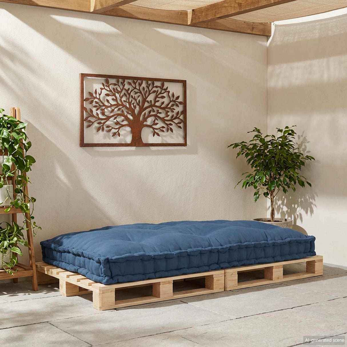 Pallet Sofa Cushion Indigo 120 x 80 x 12 cm Fabric