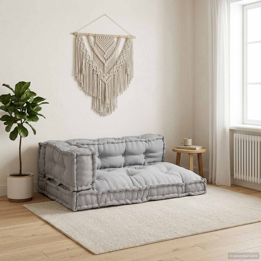 Pallet Sofa Cushion 3 pcs Fabric Grey 120 x 80 x 38 cm