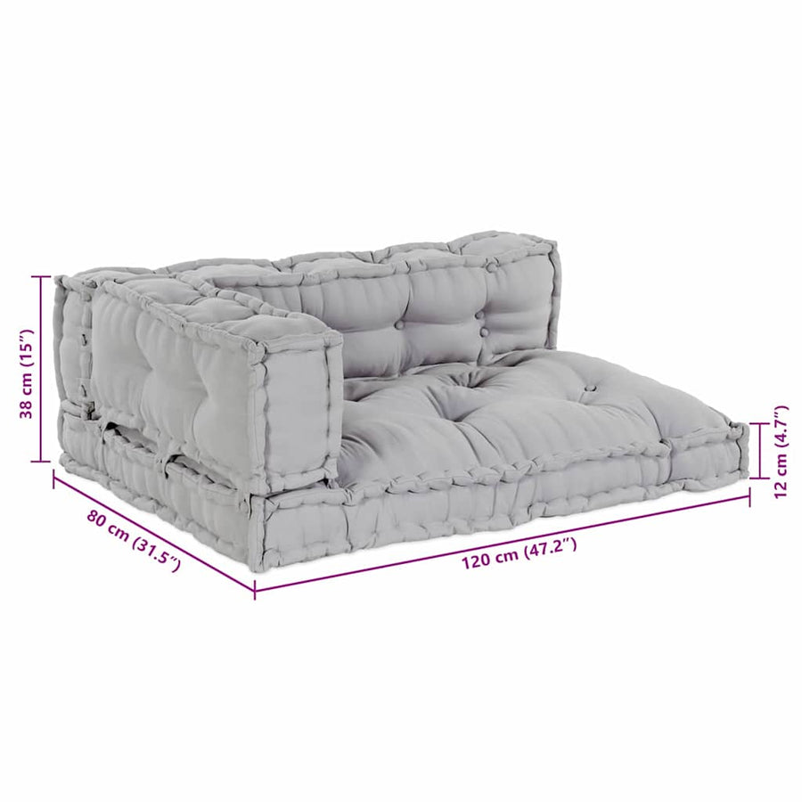Pallet Sofa Cushion 3 pcs Fabric Grey 120 x 80 x 38 cm