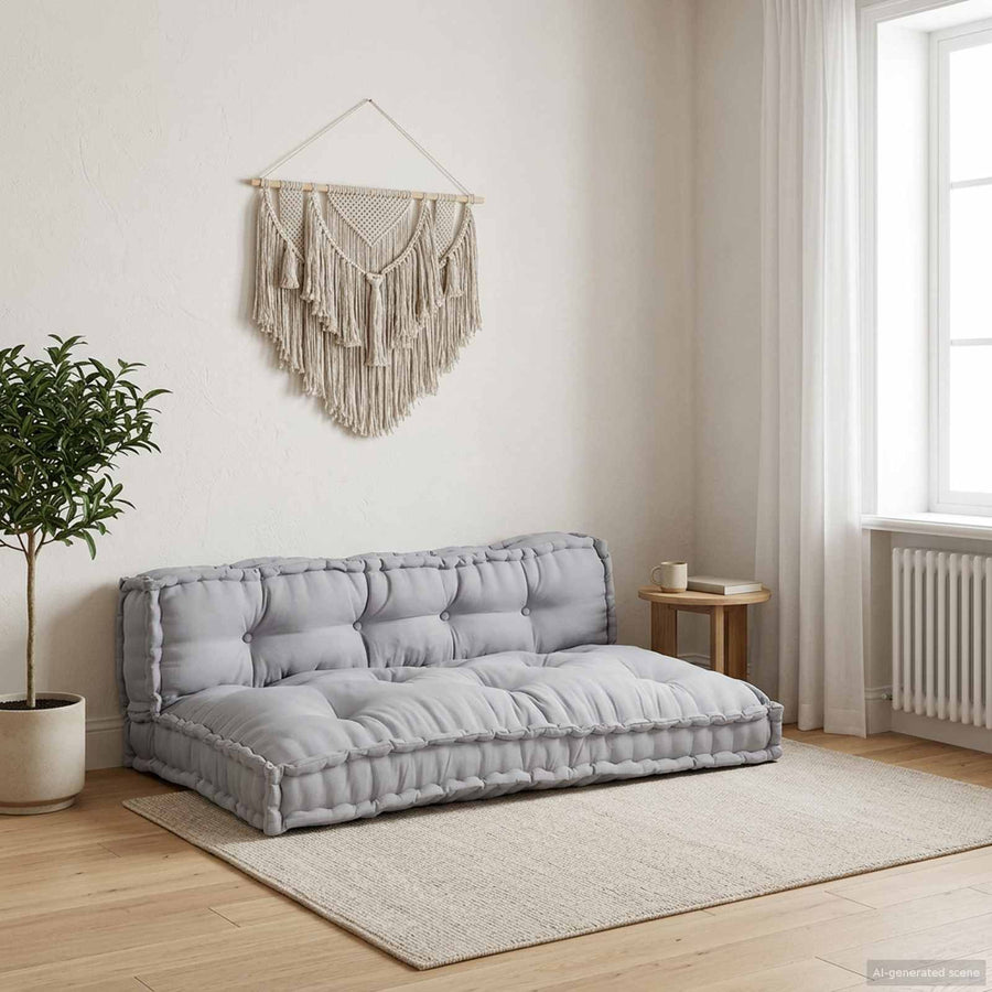 Pallet Sofa Cushion 2 pcs Fabric Grey 120 x 80 x 38 cm
