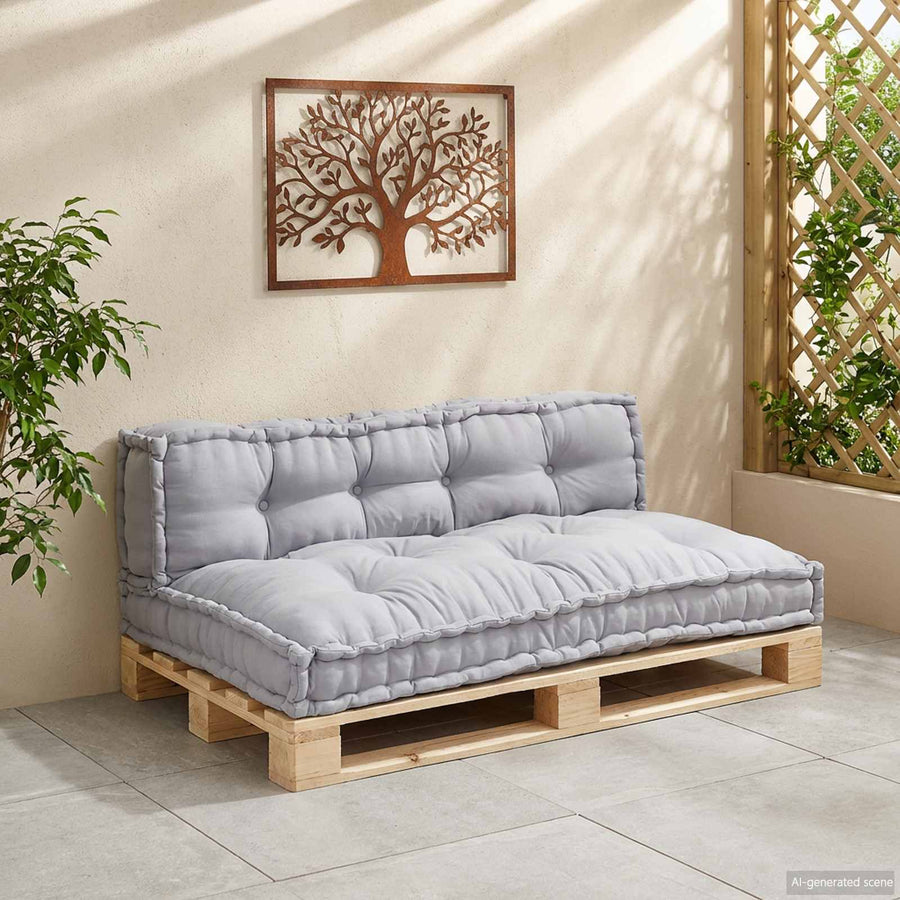 Pallet Sofa Cushion 2 pcs Fabric Grey 120 x 80 x 38 cm