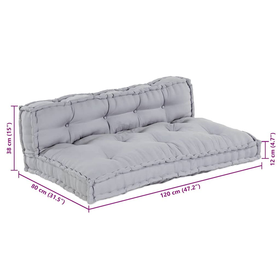 Pallet Sofa Cushion 2 pcs Fabric Grey 120 x 80 x 38 cm
