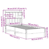 Bookcase Bed without Mattress 90x190cm Solid Wood Pine - Extra Image