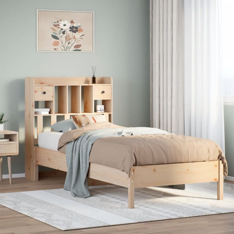 Bookcase Bed without Mattress 90x190cm Solid Wood Pine