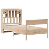 Bookcase Bed without Mattress 90x190cm Solid Wood Pine - Side View