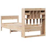 Bookcase Bed without Mattress 90x190cm Solid Wood Pine - Rear View