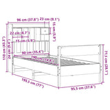 Bookcase Bed without Mattress 90x190cm Solid Wood Pine