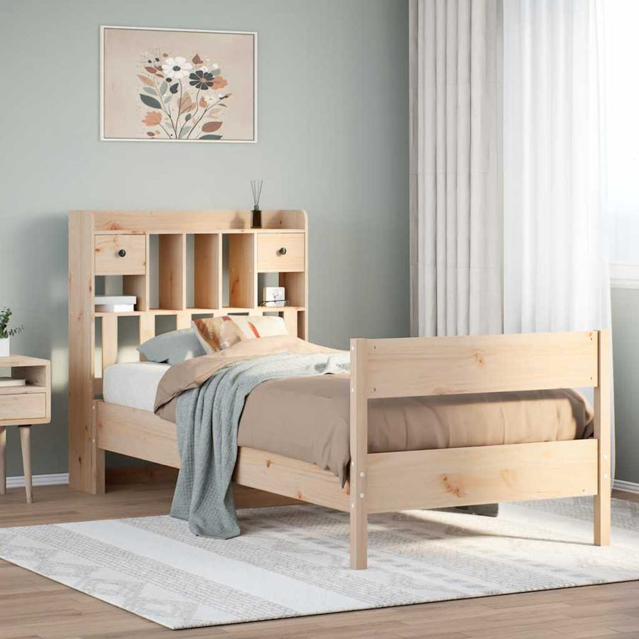 Bookcase Bed without Mattress 90x190cm Solid Wood Pine