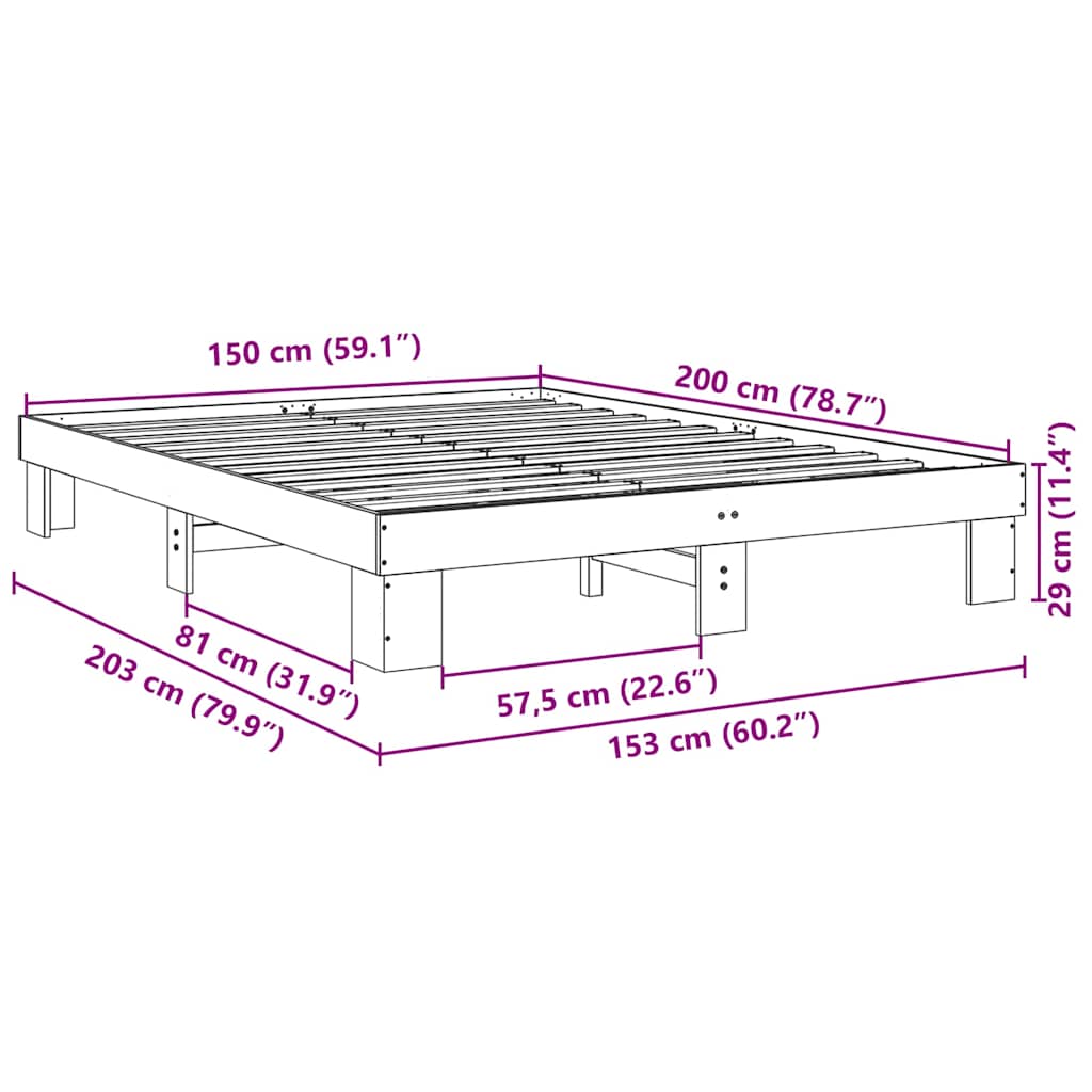 Bed Frame without Mattress 150x200 cm Solid Wood Oak