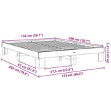 Bed Frame without Mattress 150x200 cm Solid Wood Oak - Extra Image