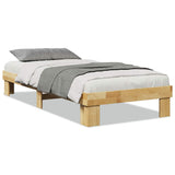 Bed Frame without Mattress 90x190 cm Solid Wood Oak - Front View