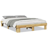 Bed Frame without Mattress 135x190 cm Solid Wood Oak - Front View