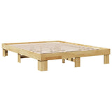 Bed Frame without Mattress 135x190 cm Solid Wood Oak - Side View