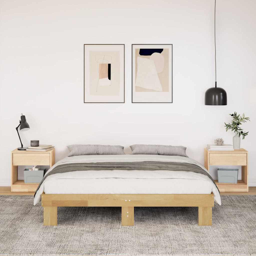 Bed Frame without Mattress 135x190 cm Solid Wood Oak