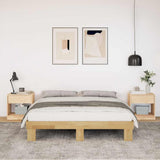 Bed Frame without Mattress 135x190 cm Solid Wood Oak - Top-Down View