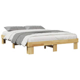 Bed Frame without Mattress 135x190 cm Solid Wood Oak - 45-Degree Angle