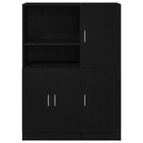 2 Piece Kitchen Cabinet Set Black Engineered Wood